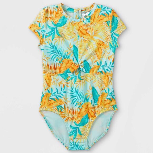 art class Other - Art Class Girls Cap Sleeve Leaf Print One Piece Swimsuit Multi XS (4/5) NWT